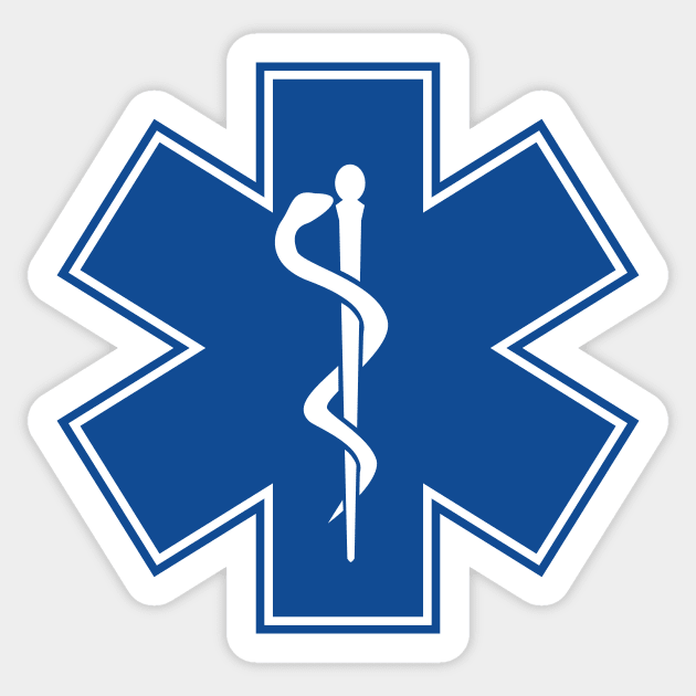 Star of Life EMT EMS Health Care Rod of Asclepius Blue Medical Symbol Sticker by hobrath